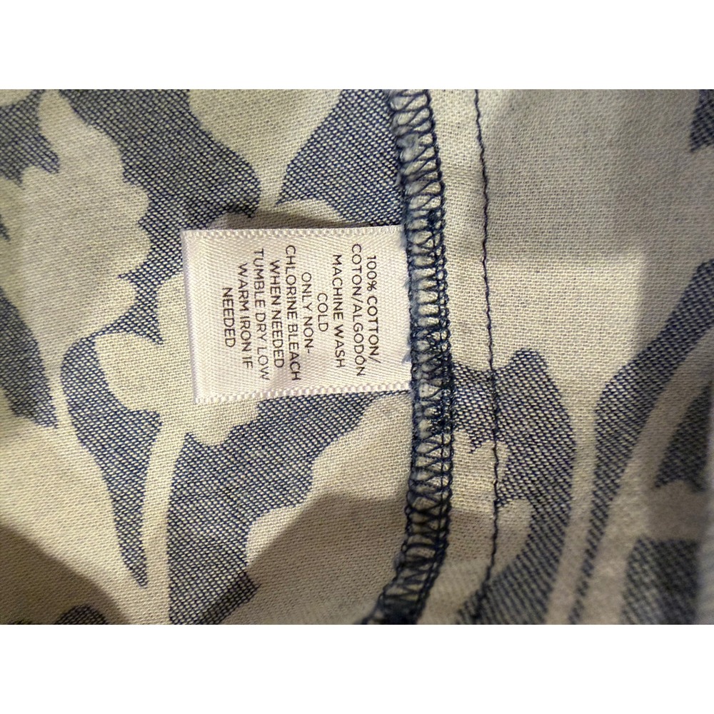LOFT Women Softened Shirt Blue S‎ Floral Cotton Button Down Long Sleeve Chambray - Picture 6 of 6